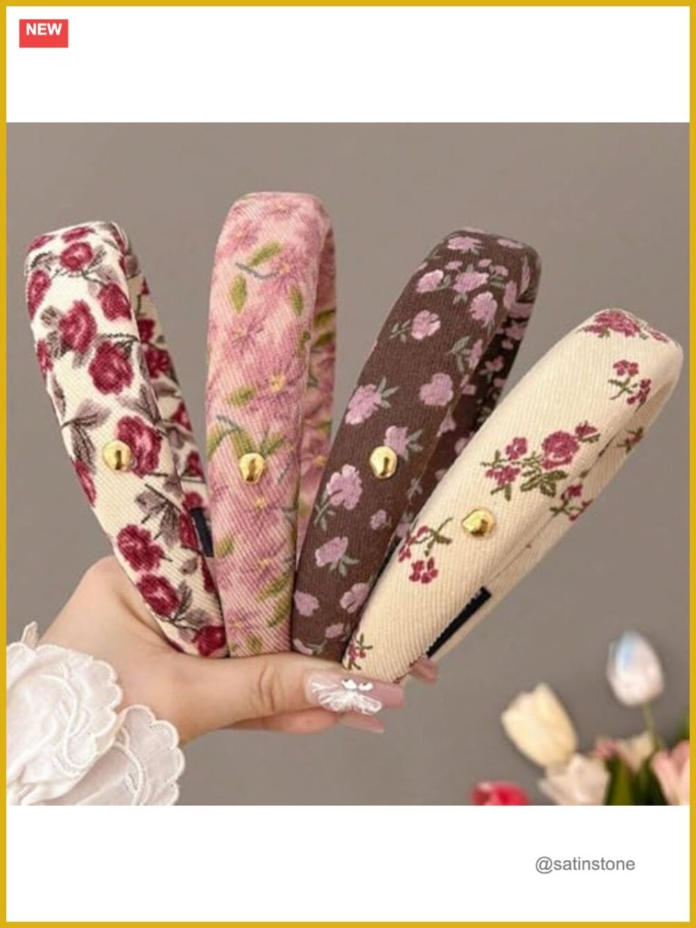 4-Pack Vintage Floral Headbands Wide Soft Padded Boho Hair Accessories Gift Set